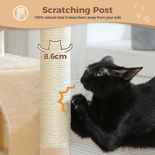 Pequlti Multi-Level Cat Tree Tower with Condo and Hammock