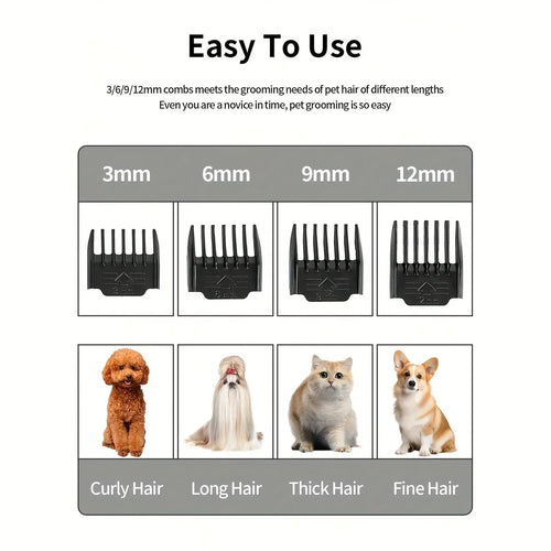 USB Rechargeable Pet Grooming Kit - Low Noise Dog Hair Trimmer