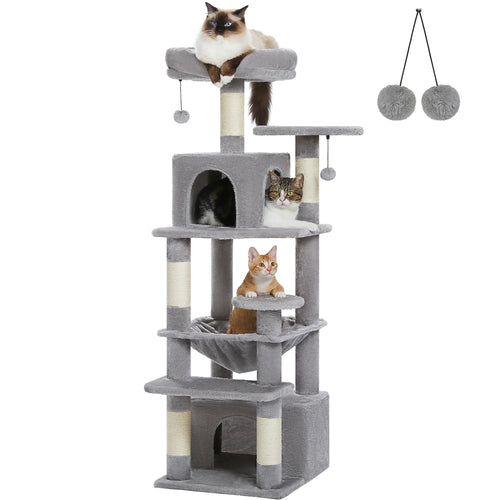 PAWZ Road Large Cat Tree Tower - 72 Multi-Level with Condo Grey