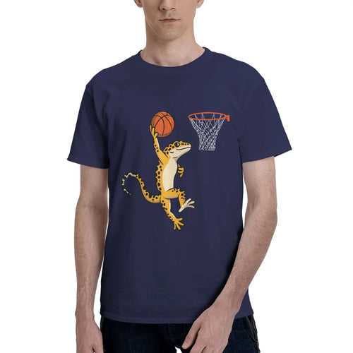 Leopard Gecko Playing Sports Lizard & Reptiles Basketball Men T-Shirt Clothes  Tees Short Sleeve fugees 100% Cotton