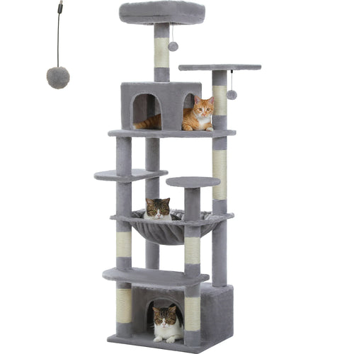 PAWZ Road Large Cat Tree Tower - 72 Multi-Level with Condo Grey
