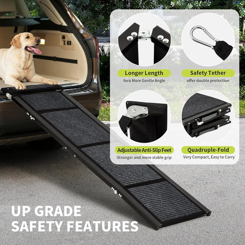 HiMISS Folding Aluminum Dog Ramp - Non-Slip Portable Pet Ramp