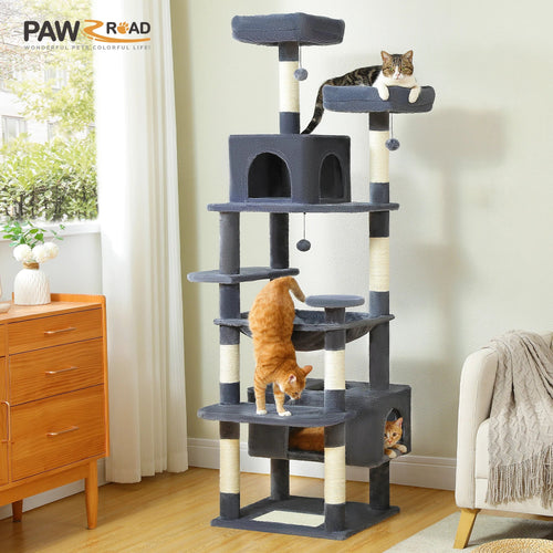 PAWZ Road Large Cat Tree Tower - 72 Multi-Level with Condo Grey