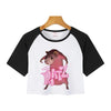 Kawaii Rat Ratz Mouse Cropped Print Crew Neck T-shirt Y2K Short Sleeve Tight Fit Crop Top Spring Summer Women's Clothing