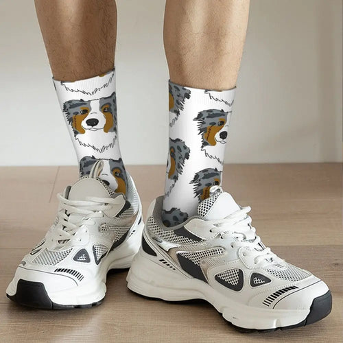 Men Socks Australian Shepherd Stockings Autumn Novelty Comfortable Socks Graphic Running Anti Slip Socks