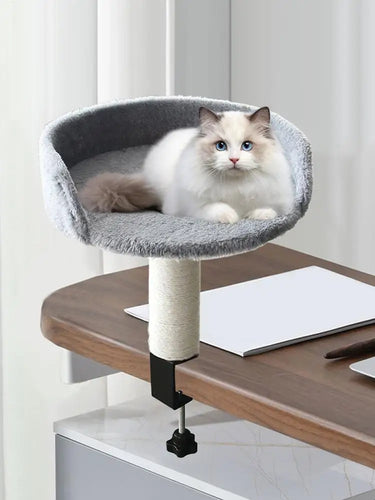 Cat Desk Bed 360 Rotating Hammock for Cat Desk Clamp Kitten Bed for Kittens Pets Animals Indoor Home Apartment Living Room