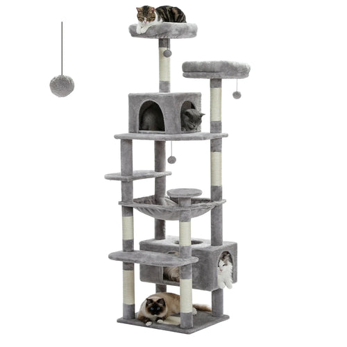 PAWZ Road Large Cat Tree Tower - 72 Multi-Level with Condo Grey