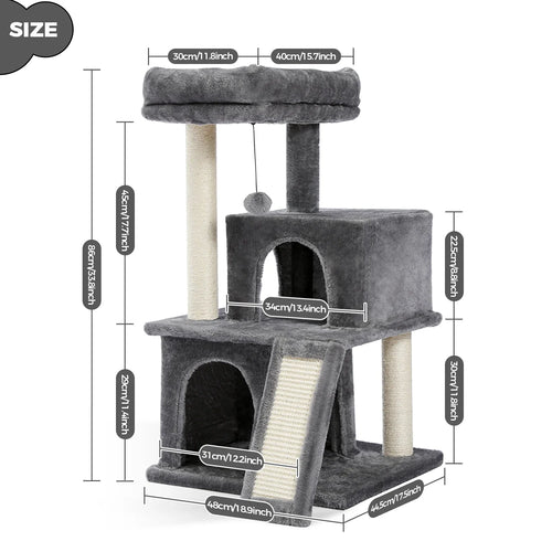 Pequlti 104cm Multi-Level Cat Tree with 2 Condos - Wood