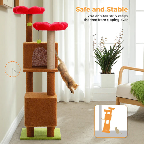 PAWZ Road Cactus Cat Tree - 133cm Tower with 2 Condos & Perches