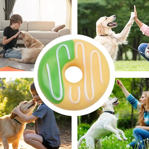 Dog Squeak Chew Toy - Plush Donut Burger Ice Cream Style