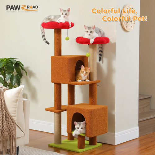 PAWZ Road Cactus Cat Tree - 133cm Tower with 2 Condos & Perches