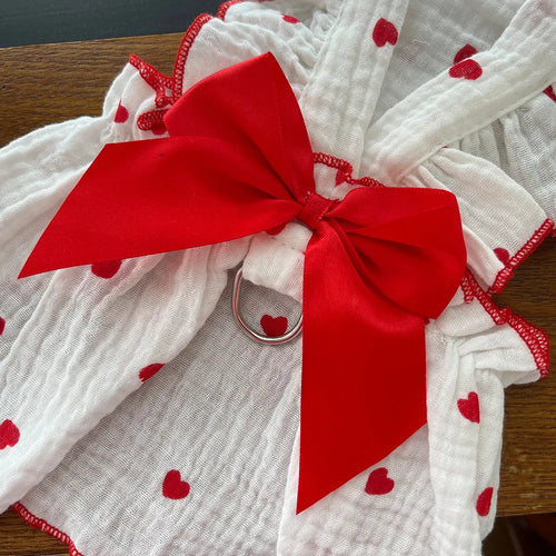 Pet dresses clothes for spring and summer dogs cats teddy bears Pomeranians plush toys  hearts all cotton fabric
