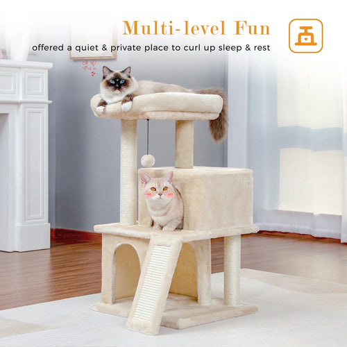 Pequlti 104cm Multi-Level Cat Tree with 2 Condos - Wood