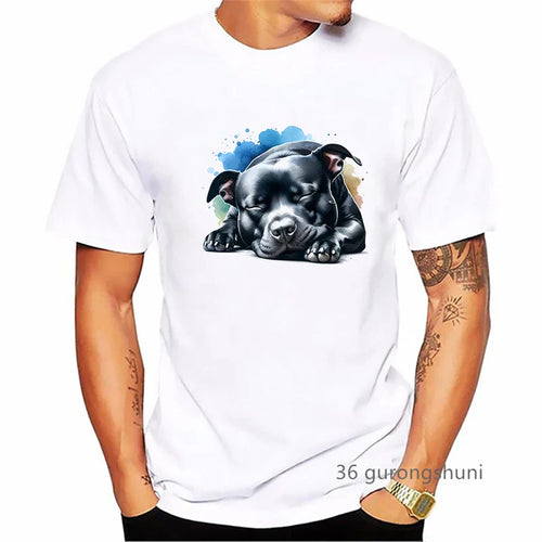 Staffordshire Bull Terrier Dog Animal Printed T Shirt Men'S Clothing Summer Fashion Tops Tee Shirt Homme Harajuku Shirt