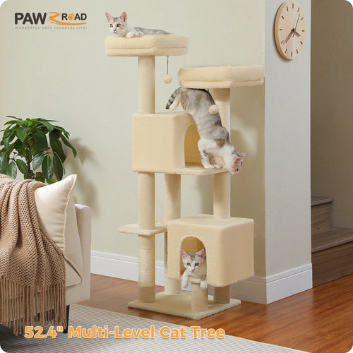 PAWZ Road Cactus Cat Tree - 133cm Tower with 2 Condos & Perches