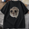 Sad Hamster T Shirt Funny Cute Cat Hamster Meme Trend T-shirt for Men Women Cotton T-shirt Summer Short Sleeve Unisex Tee