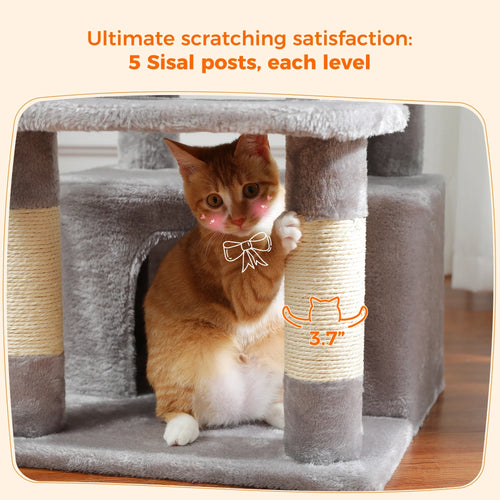 PAWZ Road Large Cat Tree Tower - 72 Multi-Level with Condo Grey