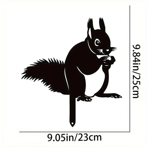 Hollow Wrought Iron Rabbit and Squirrel Garden Figurines