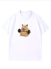 Women's Light Green Hamster Lifting Weights Graphic Harajuku Short Sleeve Casual Meme T-shirt Clothing Street Aesthetic Clothes