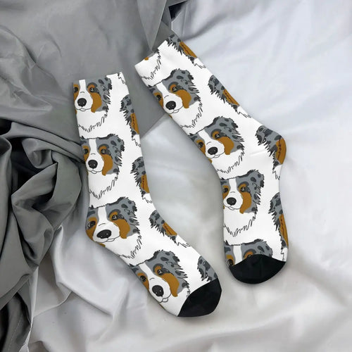 Men Socks Australian Shepherd Stockings Autumn Novelty Comfortable Socks Graphic Running Anti Slip Socks
