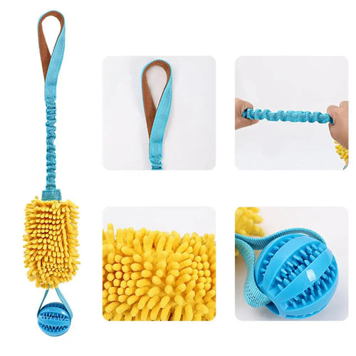 Interactive Squeaky Dog Rope Toy with Elastic Drawstring