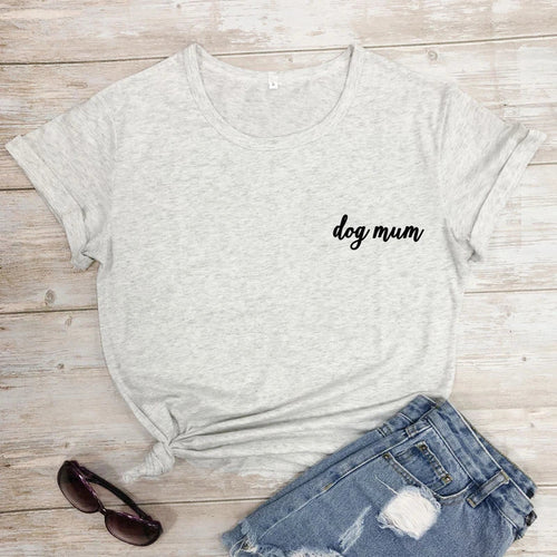 dog mum pocket tshirt cute women short sleeve dog mom tee shirt top