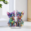 Colorful 2D Acrylic Cat Figurine - Modern Desktop Sculpture 9.8