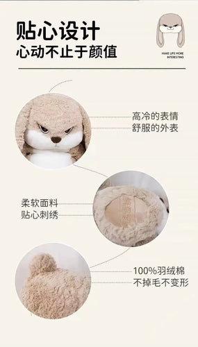 Large Angry Rabbit Plush Toy - Kawaii Stuffed Animal Doll