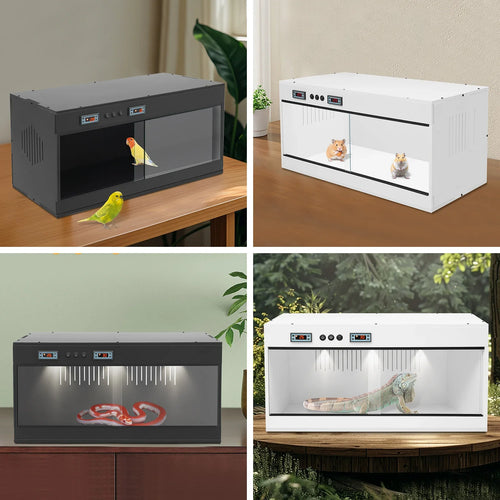 Reptile Lounge Habitat with Glass Sliding Door and Intelligent Thermostat 80*40*40cm Reptile Breeding Box LCD Reptile Pet  Box