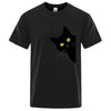Meow Black Cat Funny Printing Men T-Shirts Breathable Tee Clothes Summer Streetwear Tops Oversized Loose Cotton Short Sleeve