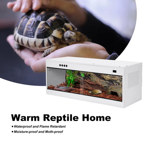 Stackable Reptile Terrarium, PVC Bearded Dragon Enclosure – Tempered Glass Tank for Amphibians Reptilians Arachnids Pets Habitat