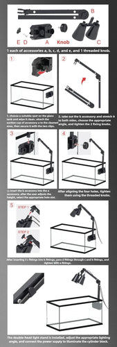 Reptile Terrarium Adjustable Dual-head Lamp Stand Adsorption Removable UVB UVA Lamp Stand Reptile Habitat Supplement Calcium