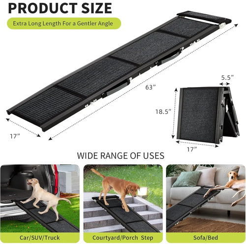 HiMISS Folding Aluminum Dog Ramp - Non-Slip Portable Pet Ramp