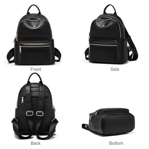 FOXER Brand Genuine Leather + Microfiber Women's Backpack Fashion Female Travel Bag Large Capacity Waterproof Backpack