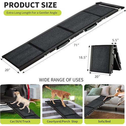 HiMISS Folding Aluminum Dog Ramp - Non-Slip Portable Pet Ramp