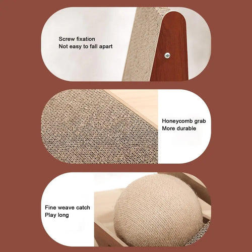 Natural Sisal Cat Scratcher Toy with Ball - 15.75 Durable Board