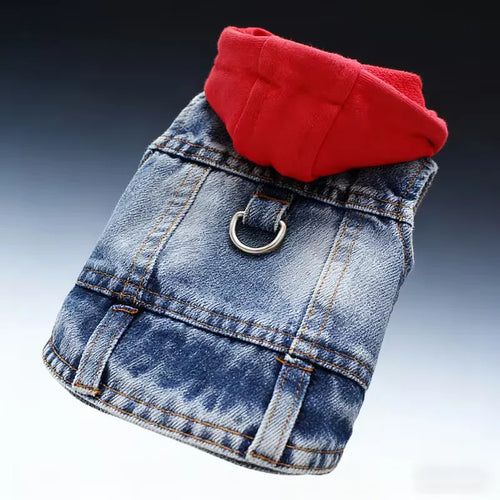 Designer Denim Dog Hoodie Jacket