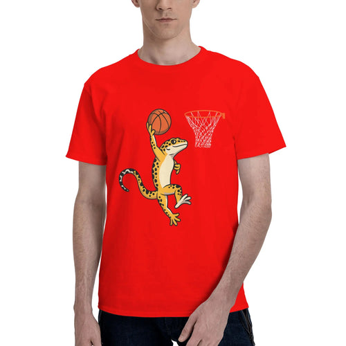 Leopard Gecko Playing Sports Lizard & Reptiles Basketball Men T-Shirt Clothes  Tees Short Sleeve fugees 100% Cotton