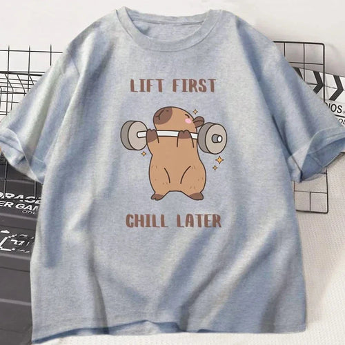 Capybara Gym T-Shirt Women Sports Tee Workout Fitness T Shirt Top Unisex Softstyle Women Tshirt Clothes Women Clothing
