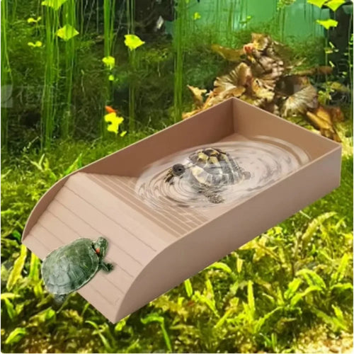 Reptile Bathing Pool Reptile Feeding Dish Water Bowl with Ramp Aquarium Ornament for Snake, Turtle, Bearded Dragon, Lizard Bath