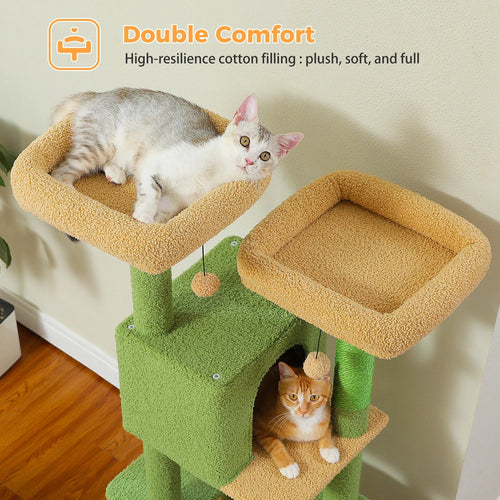 PAWZ Road Cactus Cat Tree - 133cm Tower with 2 Condos & Perches