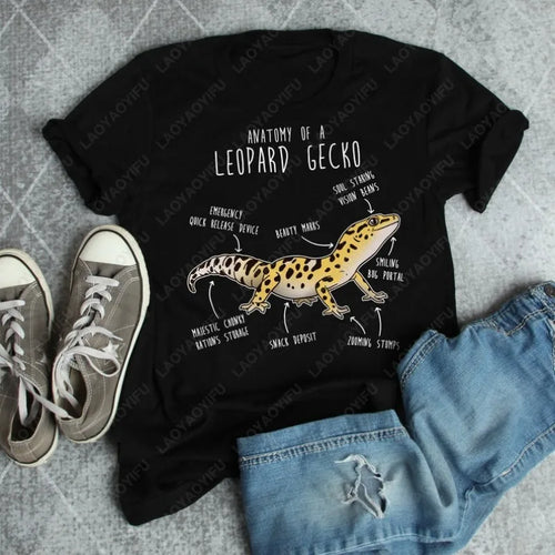Leopard Gecko Funny Women Men Graphic Tshirt Pet Reptile Lover Gift Kawaii Lizard T-Shirt Cute Gecko Tees Anatomy Herpetologist
