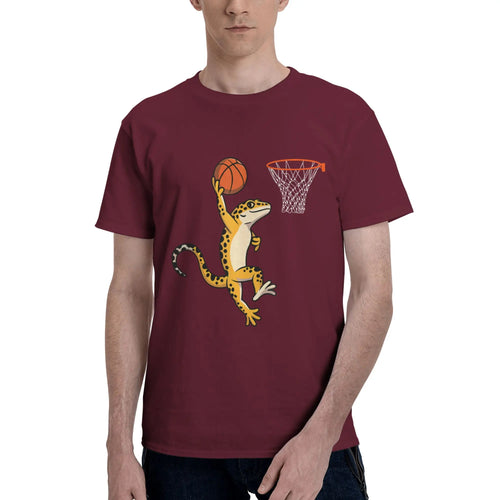 Leopard Gecko Playing Sports Lizard & Reptiles Basketball Men T-Shirt Clothes  Tees Short Sleeve fugees 100% Cotton