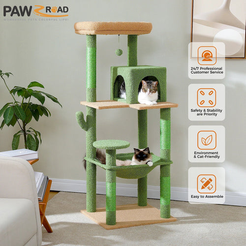 PAWZ Road Cactus Cat Tree Tower for Large Cats - Green 56