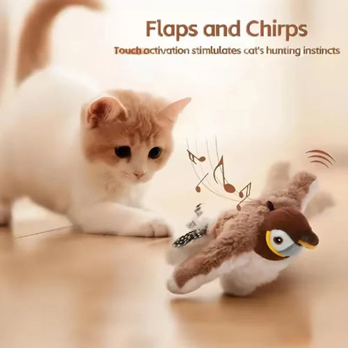 Pet  Toy Hot Simulated Bird Cat Toy Interactive Toys Dog Rechargeable Chirping Flapping Bird(no Flying) Touch Activated Plush