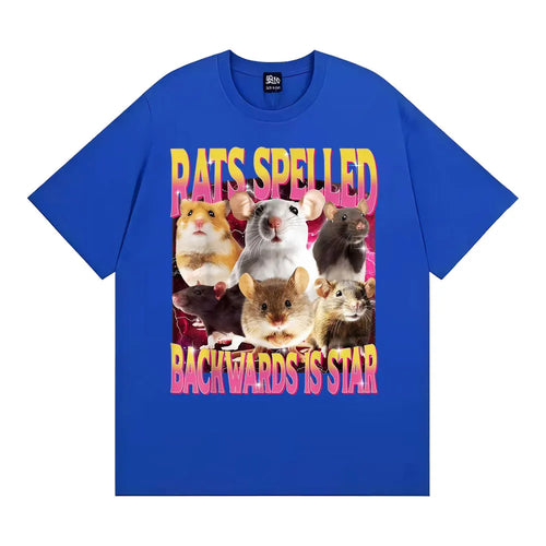 Rats Spelled Backwards Is Star Funny Rat Meme T Shirts Men Women Retro Humor Short Sleeve T-shirts Oversized 100% Cotton T-shirt