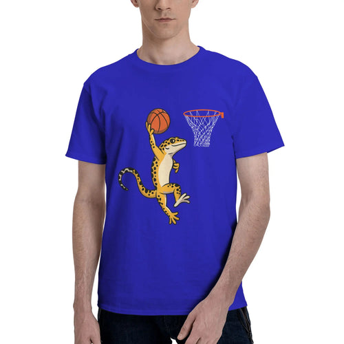 Leopard Gecko Playing Sports Lizard & Reptiles Basketball Men T-Shirt Clothes  Tees Short Sleeve fugees 100% Cotton