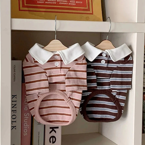 Pet Breathable T-shirt Trendy Striped Dog Clothes Summer Shirt Collar Teddy Tank Top Bichon Frise Fashion Short Sleeve