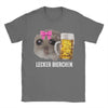 Delicious Beers Sad Hamster Meme Men's T Shirt Lecker Bierchen Vintage Tees Short Sleeve O Neck T-Shirt Cotton Adult Clothing