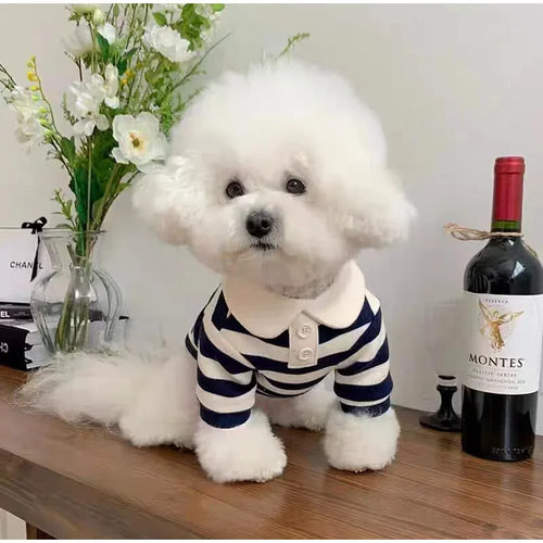 Striped Dog Shirt for Small Dogs Breathable Cotton Pet T-Shirt for Teddy Bichon Schnauzer Spring Summer Autumn Puppy Clothes
